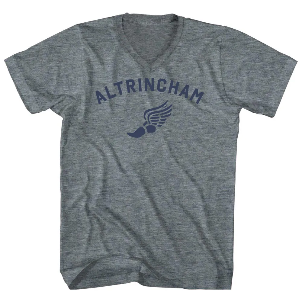 Altrincham Running Track Winged Foot Tri-Blend V-neck Womens Junior Cut T-shirt