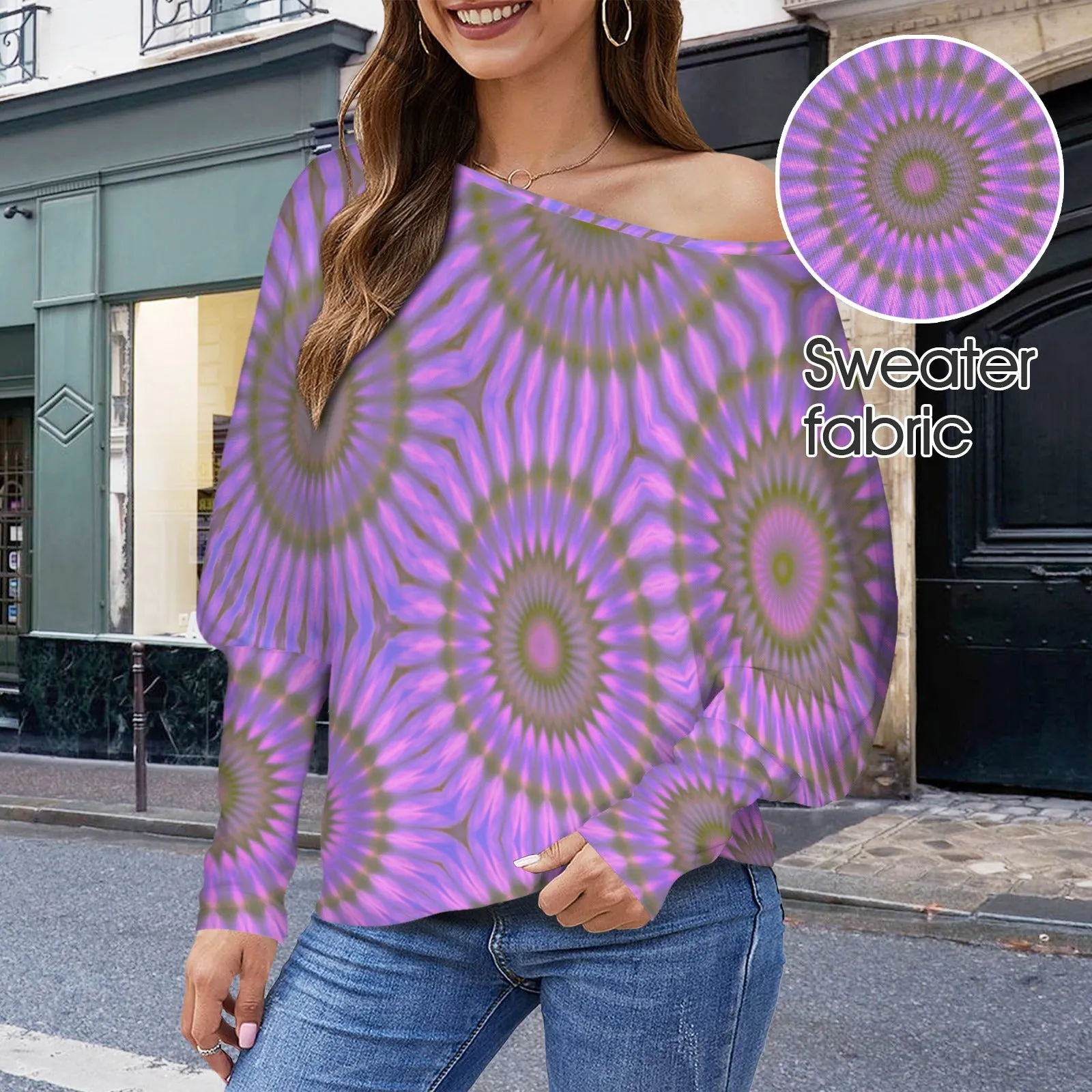 Batwing Long Sleeve Sweater Iridescent Sunset Purple