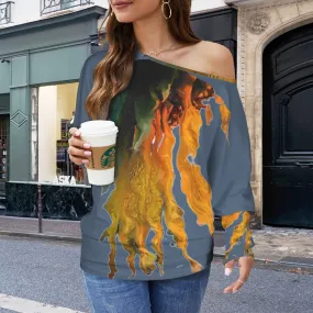 Batwing Long Sleeve Sweater Midnight Sunflower