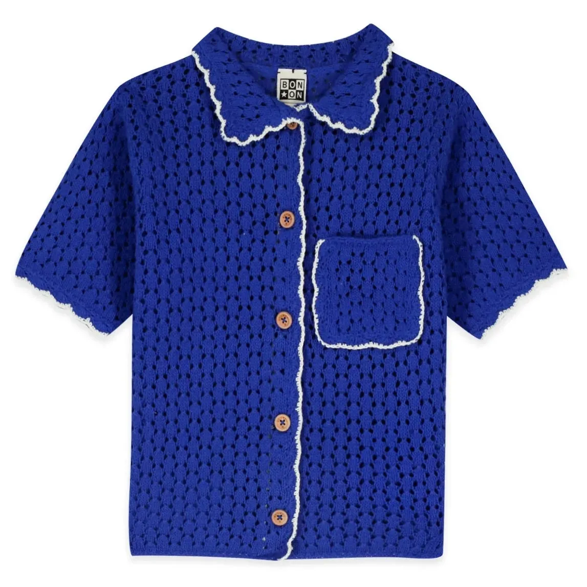 BONTON Crochet Lanza Cardigan - Coastal Blue