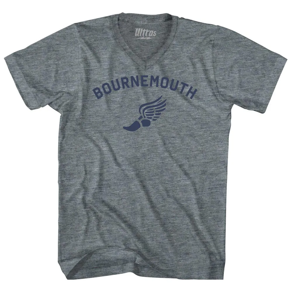 Bournemouth Running Track Winged Foot-Tri-Blend V-neck Womens Junior Cut T-shirt