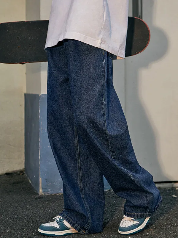 Dark Blue Baggy Wide Leg Jeans