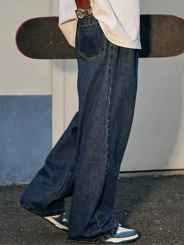 Dark Blue Baggy Wide Leg Jeans
