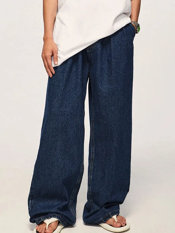 Dark Blue Baggy Wide Leg Jeans