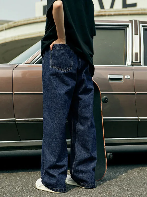 Dark Blue Baggy Wide Leg Jeans