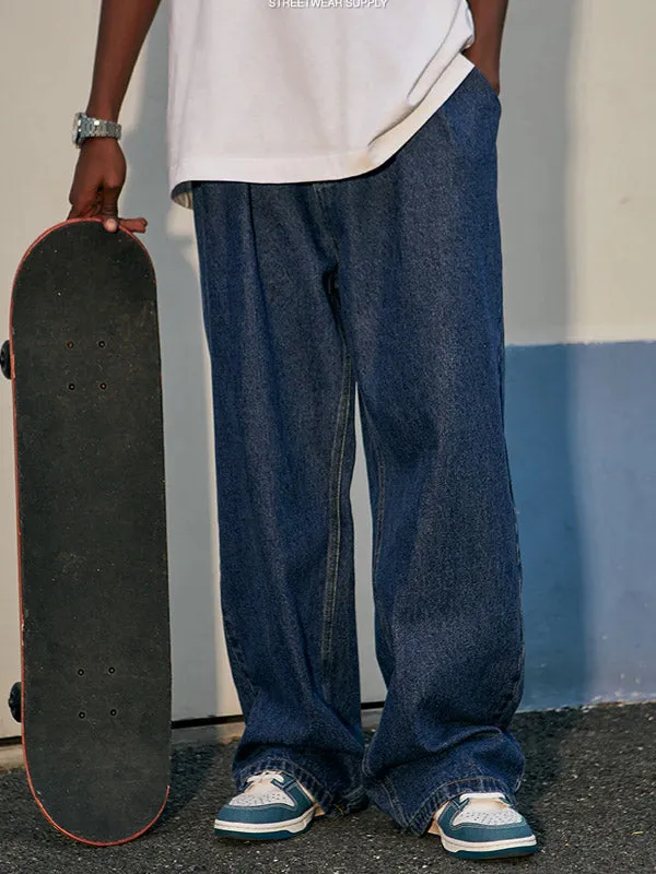 Dark Blue Baggy Wide Leg Jeans