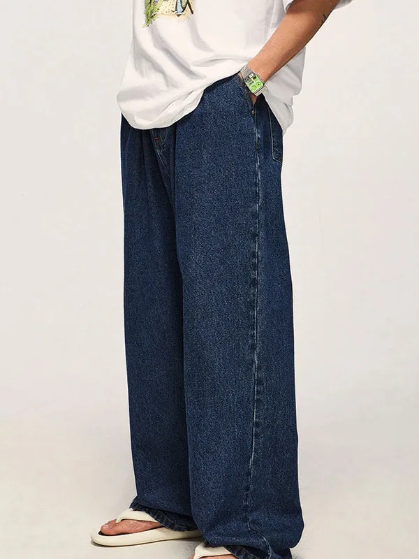 Dark Blue Baggy Wide Leg Jeans