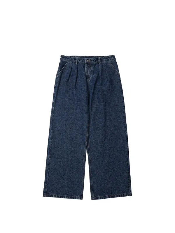 Dark Blue Baggy Wide Leg Jeans