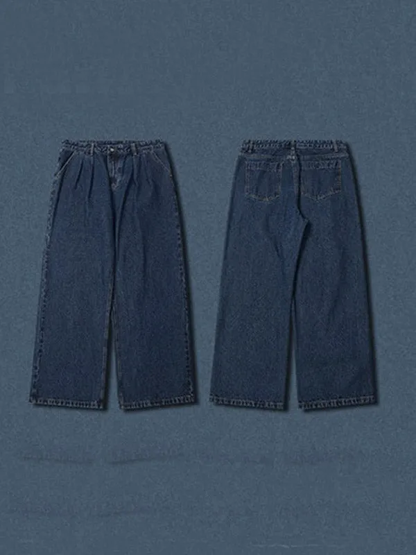 Dark Blue Baggy Wide Leg Jeans