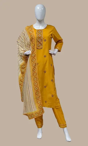 Deep Mustard Embroidered Punjabi