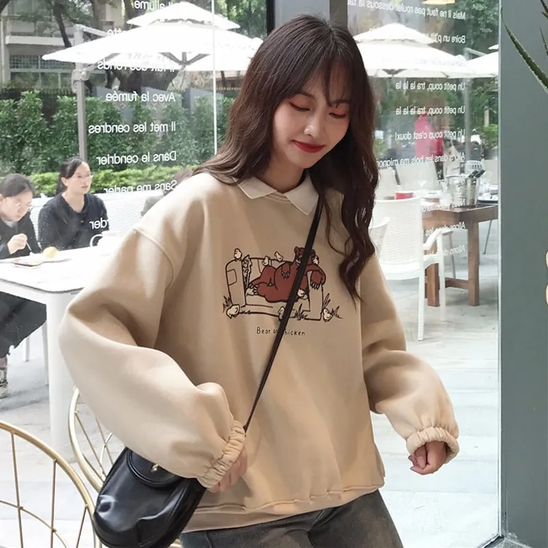 Elegant Soft Girl Cartoon Hoodie