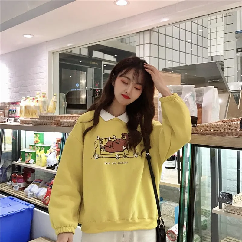 Elegant Soft Girl Cartoon Hoodie