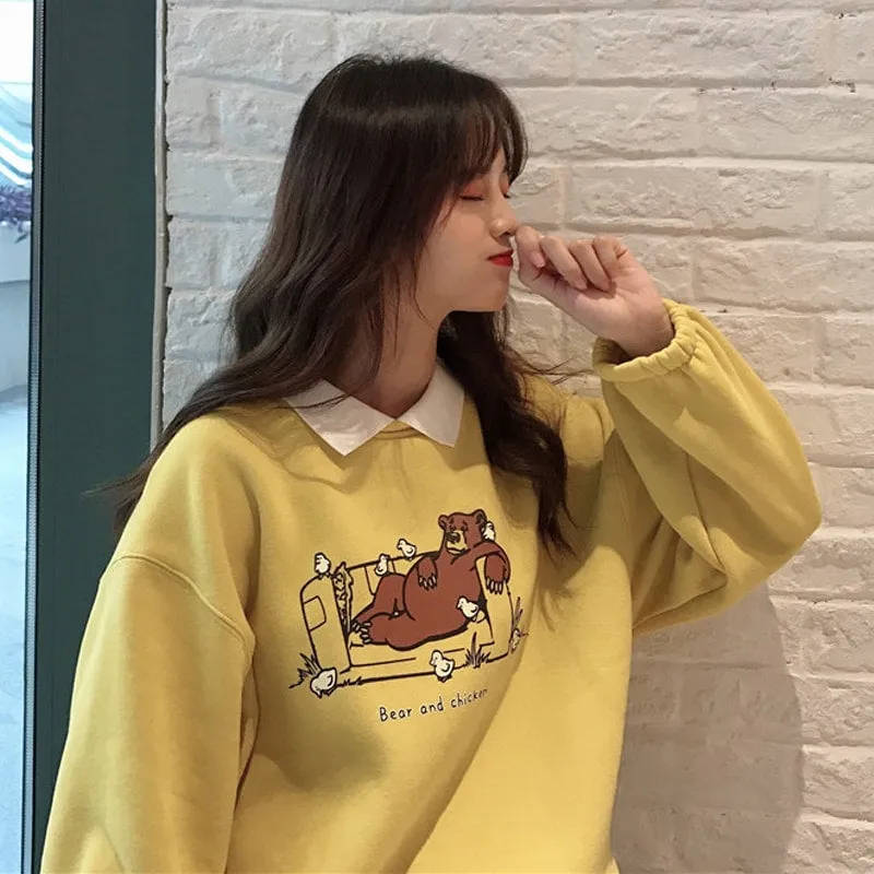 Elegant Soft Girl Cartoon Hoodie