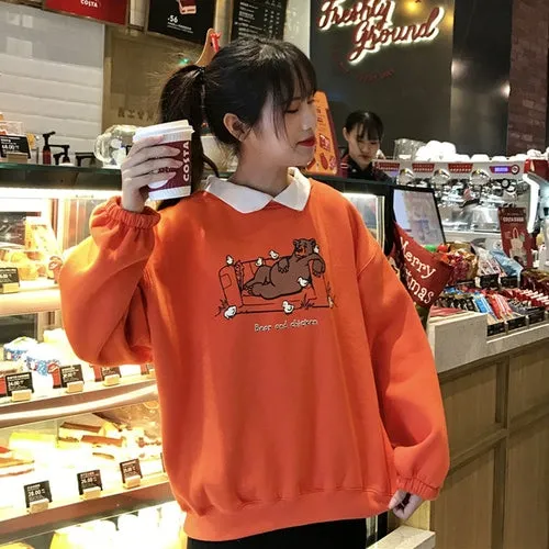 Elegant Soft Girl Cartoon Hoodie