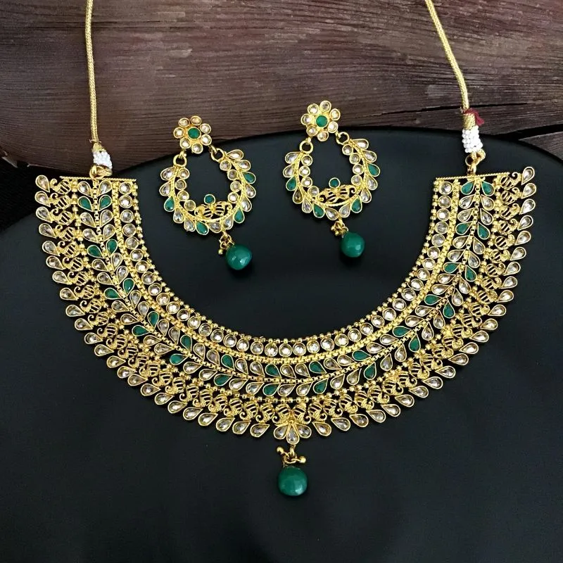 Green Gold Look Necklace Set 2711-6776