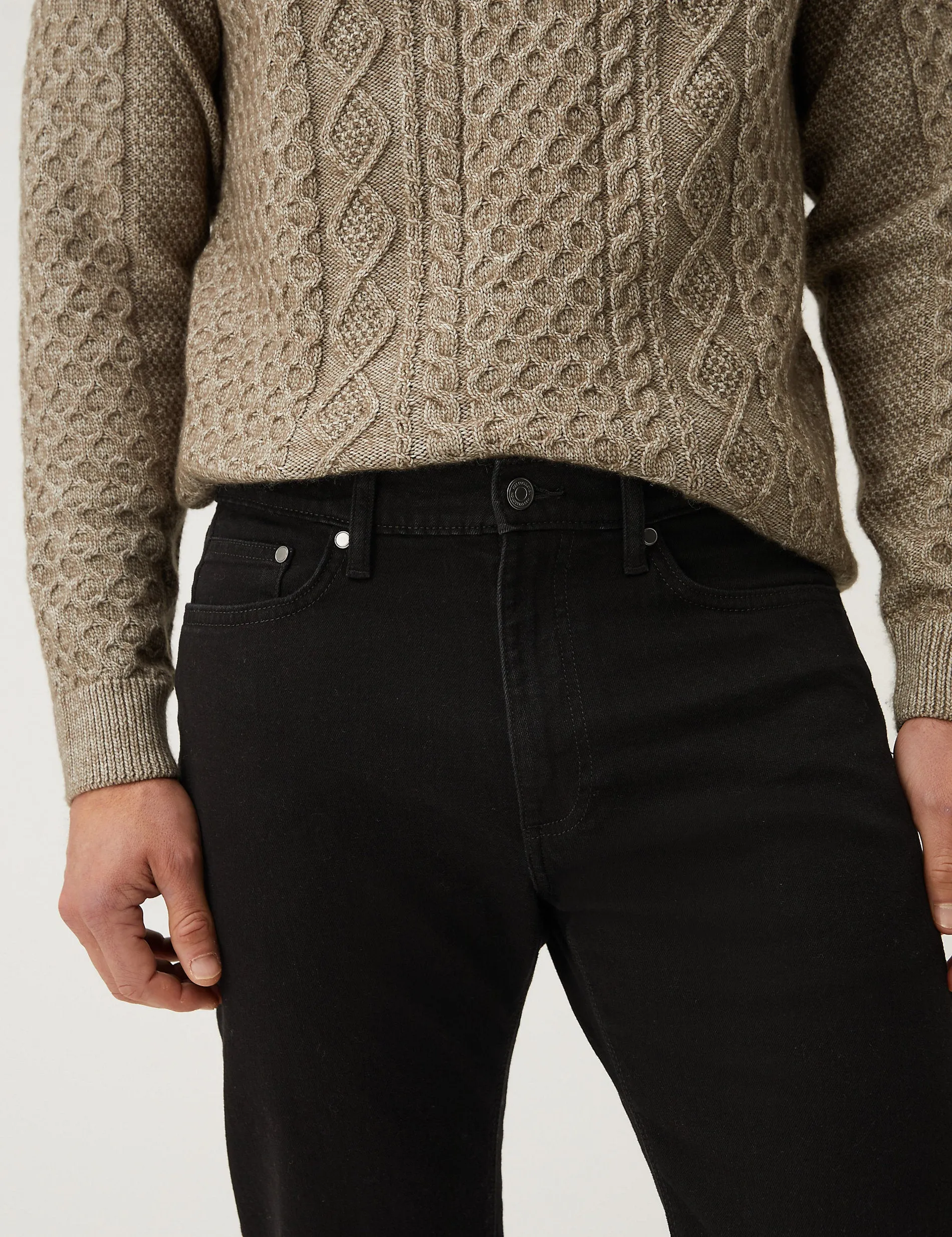 Marks & Spencer Straight Stretch Jeans, Black