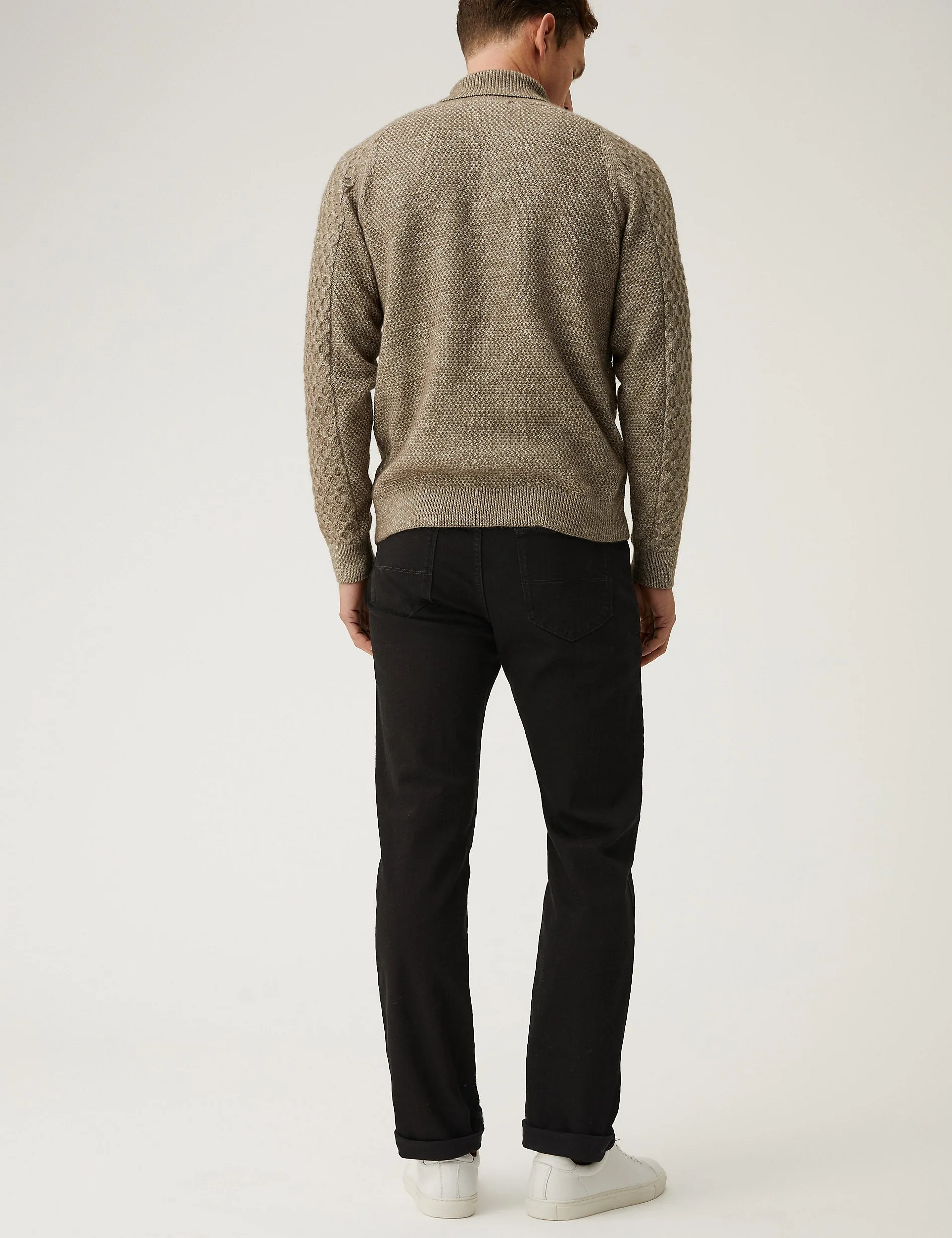 Marks & Spencer Straight Stretch Jeans, Black