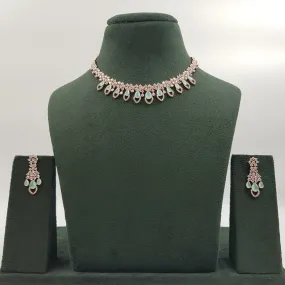 Mint Green Zircon/AD Necklace Set 13022-9727
