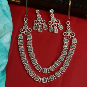 Mint Green Zircon/AD Necklace Set  16807-3955