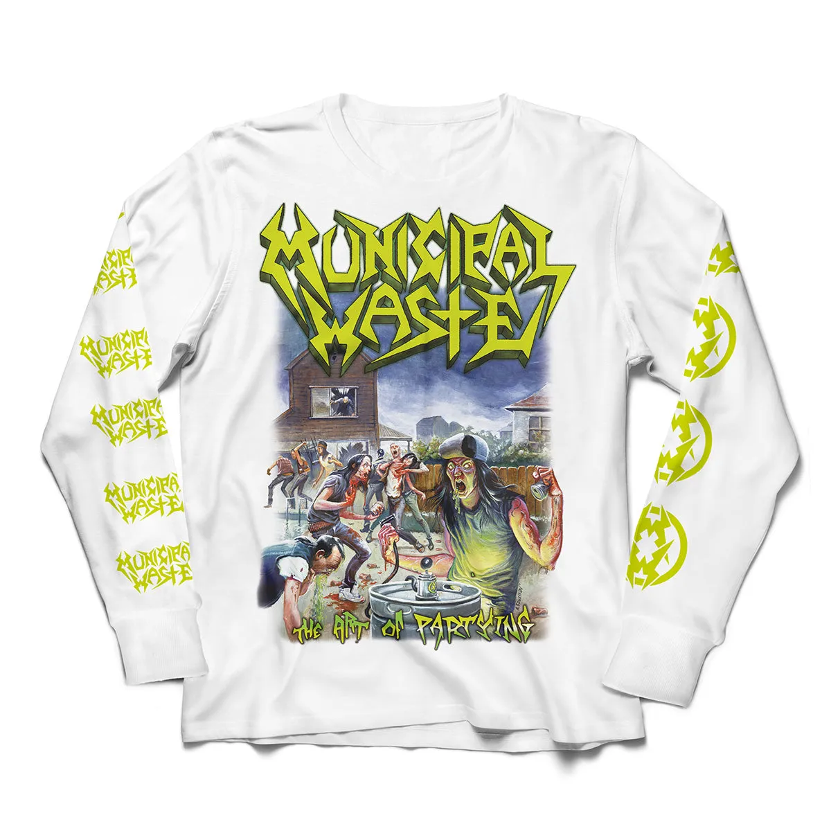 Municipal Waste "The Art Of Partying" White Long Sleeve T shirt