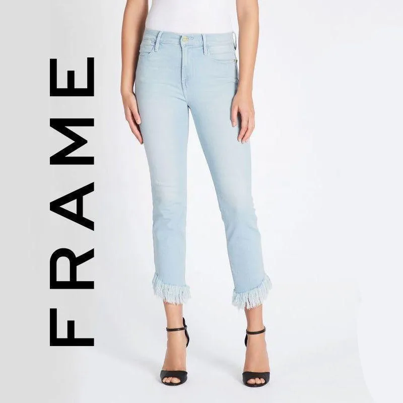 NWT- Frame Denim 'Le High Straight' Sydmoton Fray Hem Jeans RRP $425 -Size 26