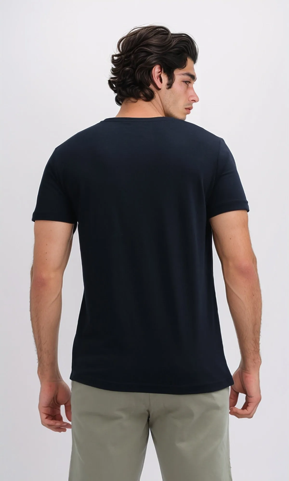 O178949 Front Printed Short Sleeves Black Cotton Tee