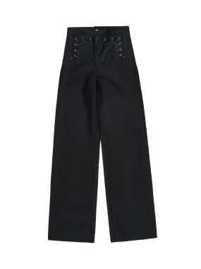 Satin Cotton Trouser in Black