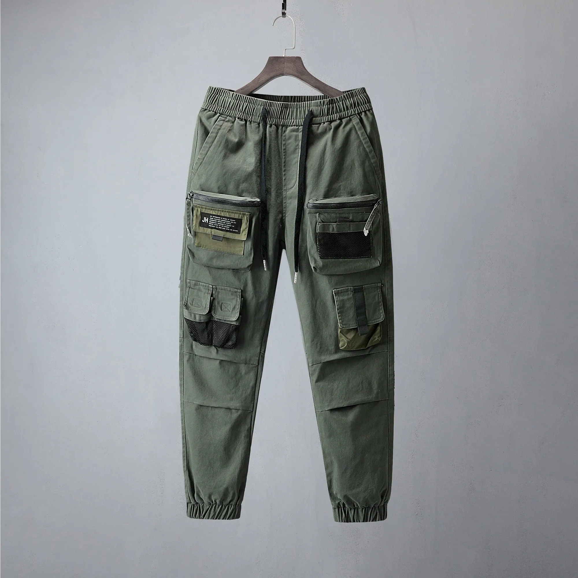 Streetwear Fashion Dark Green Cargo Pants For Men Casual Slim Fit Joggers