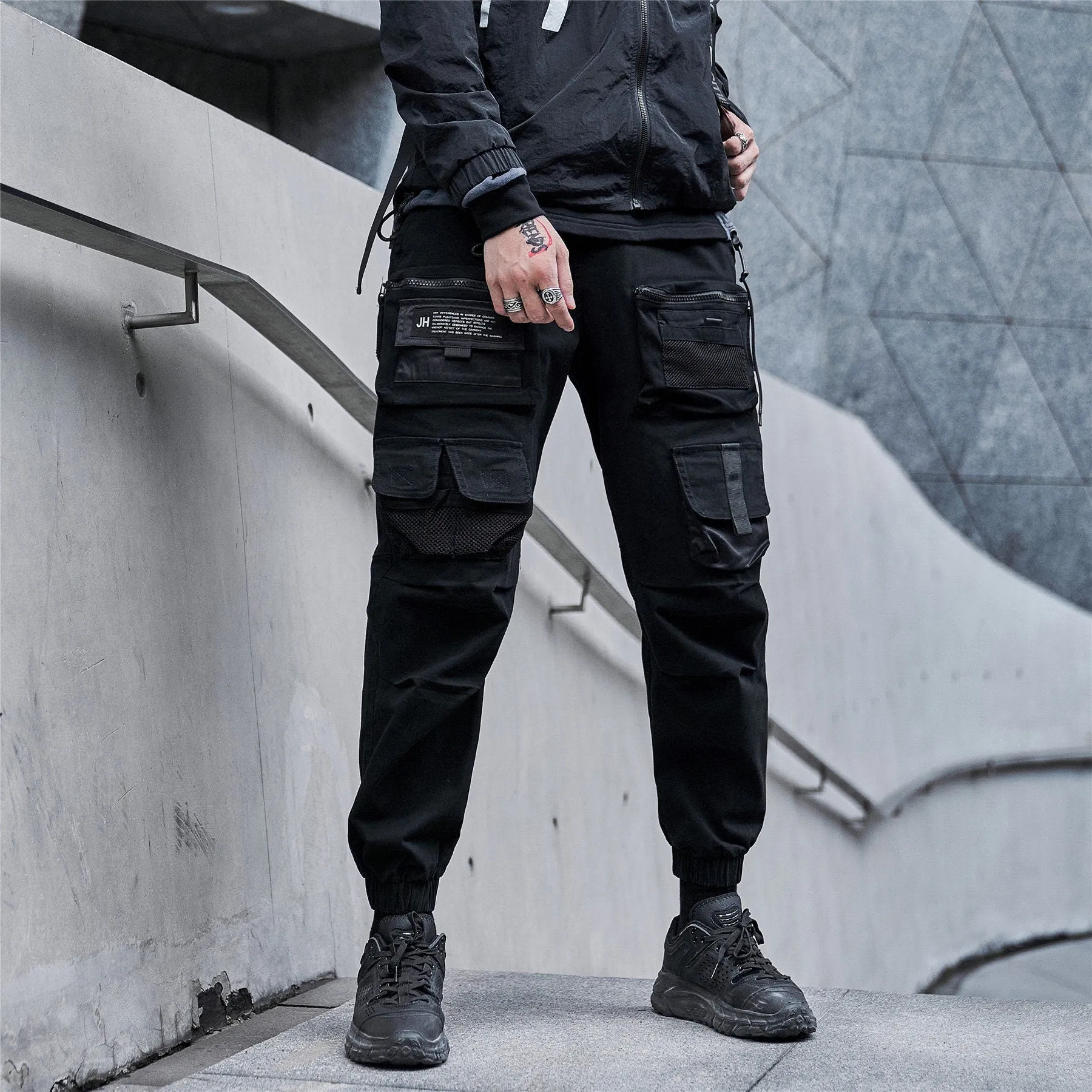 Streetwear Fashion Dark Green Cargo Pants For Men Casual Slim Fit Joggers