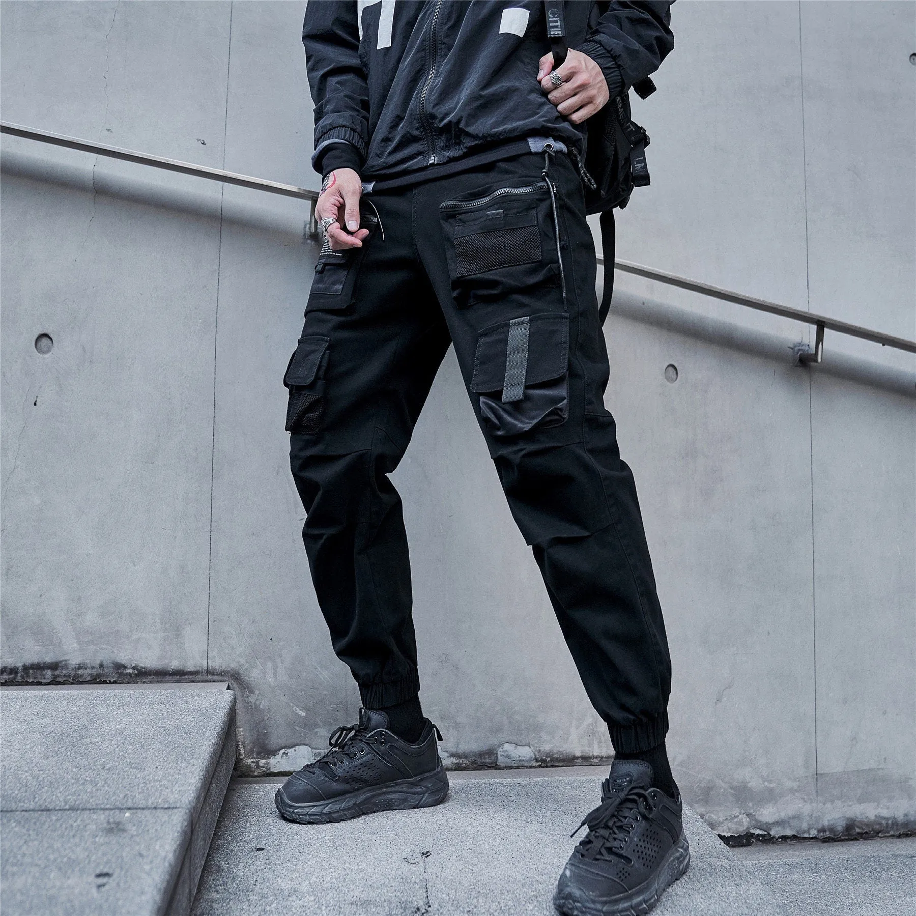 Streetwear Fashion Dark Green Cargo Pants For Men Casual Slim Fit Joggers