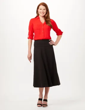 Wide Yoke A-Line Pull-On Skirt