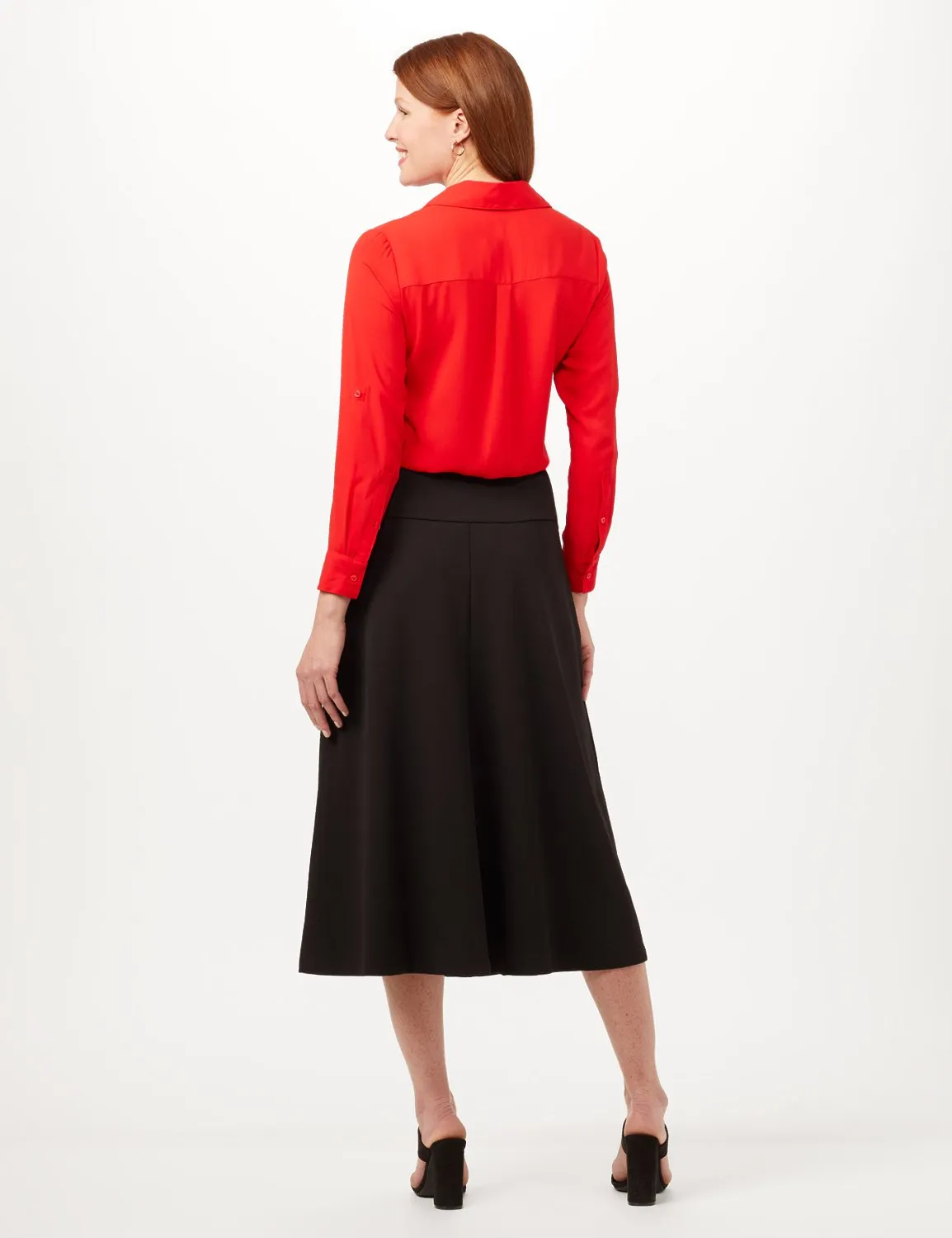 Wide Yoke A-Line Pull-On Skirt