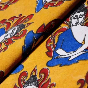 Yellow Screen Print Kalamkari Inspired Fabric